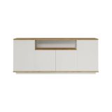 Credenza Nekkar, Buffet da soggiorno, Madia da salotto, Dispensa moderna da cucina, 180x45h75 cm, Quercia e Bianco