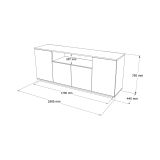Credenza Nekkar, Buffet da soggiorno, Madia da salotto, Dispensa moderna da cucina, 180x45h75 cm, Quercia e Bianco