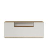 Credenza Nekkar, Buffet da soggiorno, Madia da salotto, Dispensa moderna da cucina, 180x45h75 cm, Quercia e Bianco