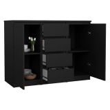 Credenza nera 120x50x90h cm 2 ante e 4 cassetti - Angelika