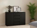Credenza nera 120x50x90h cm 2 ante e 4 cassetti - Angelika