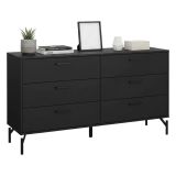 Credenza nera 138x39x76h cm 6 cassetti - Begawan