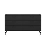 Credenza nera 138x39x76h cm 6 cassetti - Begawan