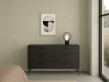 Credenza nera 138x39x76h cm 6 cassetti - Begawan