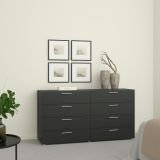 Credenza nera 140x40x81h cm 8 cassetti - Urduja