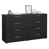 Credenza nera 140x40x81h cm 8 cassetti - Urduja