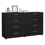 Credenza nera 140x40x82h cm 8 cassetti - Aligon