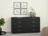 Credenza nera 140x40x82h cm 8 cassetti - Aligon