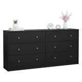 Credenza nera 143x30x68h cm 6 cassetti - Rick