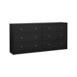 Credenza nera 143x30x68h cm 6 cassetti - Rick