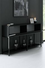 Credenza nera 150x30x80h cm 2 ante - Basilia
