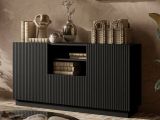Credenza nera 150x40x78h cm 2 ante e 1 cassetto - Serchio