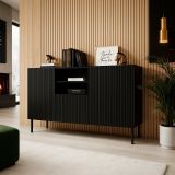 Credenza nera 150x42x82h cm 2 ante e 1 cassetto - Malo