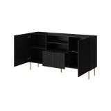 Credenza nera 150x42x82h cm 2 ante e 1 cassetto - Stornara