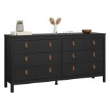 Credenza nera 159x38x79h cm 8 cassetti - Kovsova