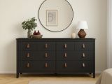 Credenza nera 159x38x79h cm 8 cassetti - Kovsova