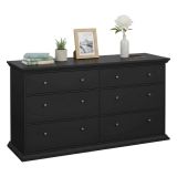 Credenza nera 163x51x88h cm 6 cassetti - Hibaru