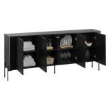 Credenza nera 190x39x80h cm 4 ante - Laion