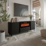 Credenza nera 190x40x68h cm 3 ante - Briano