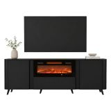 Credenza nera 190x40x68h cm 3 ante - Briano