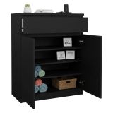 Credenza nera 80x40x100h cm 2 ante e 1 cassetto - Genziana