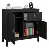 Credenza nera 82x38x79h cm 2 ante e 1 cassetto - Romagna