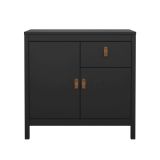 Credenza nera 82x38x79h cm 2 ante e 1 cassetto - Romagna