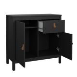 Credenza nera 82x38x79h cm 2 ante e 1 cassetto - Romagna