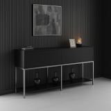 Credenza nera e argento 150x30x80h cm 2 ante - Basilia