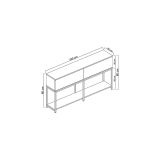Credenza nera e argento 150x30x80h cm 2 ante - Basilia