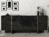 Credenza nera e oro 180x46x75h cm 4 ante - Asto
