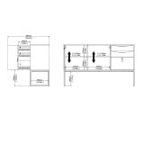 Credenza nera e quercia 147x40x86h cm 2 ante e 3 cassetti - Khan