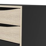 Credenza nera e quercia 98x40x86h cm 1 anta e 3 cassetti - Molise