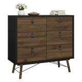 Credenza nera,noce 101x40x94h cm 6 cassetti - Maka