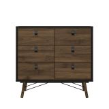 Credenza nera,noce 101x40x94h cm 6 cassetti - Maka