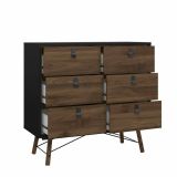 Credenza nera,noce 101x40x94h cm 6 cassetti - Maka