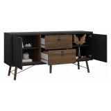 Credenza nera,noce 150x40x72h cm 2 ante e 2 cassetti - Manyi
