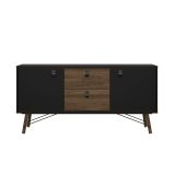Credenza nera,noce 150x40x72h cm 2 ante e 2 cassetti - Manyi