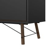 Credenza nera,noce 150x40x72h cm 2 ante e 2 cassetti - Manyi