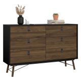 Credenza nera,noce 150x40x94h cm 6 cassetti - Anturio