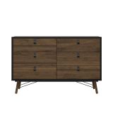 Credenza nera,noce 150x40x94h cm 6 cassetti - Anturio