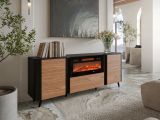Credenza nera,noce 190x40x68h cm 3 ante - Briano