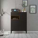 Credenza nera,noce 88x36x118h cm 2 ante e 1 cassetto - Alfra