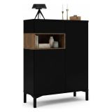 Credenza nera,noce 88x36x118h cm 2 ante e 1 cassetto - Alfra