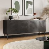 Credenza Nero 2 Ripiani 6 Vani 200.5x42x75h cm, 4 Ante - Carema