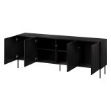 Credenza Nero 2 Ripiani 6 Vani 200.5x42x75h cm, 4 Ante - Carema