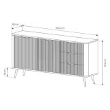 Credenza Nero 3 Cassetti 2 Ripiani 163x38x81h cm, Apertura Battente, Scorrevole - Halilala