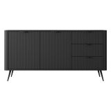 Credenza Nero 3 Cassetti 2 Ripiani 163x38x81h cm, Apertura Battente, Scorrevole - Halilala