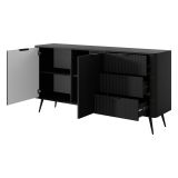 Credenza Nero 3 Cassetti 2 Ripiani 163x38x81h cm, Apertura Battente, Scorrevole - Halilala