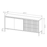 Credenza Nero 3 Cassetti 2 Ripiani 187x40x81h cm, Apertura Battente, Scorrevole - Hatone